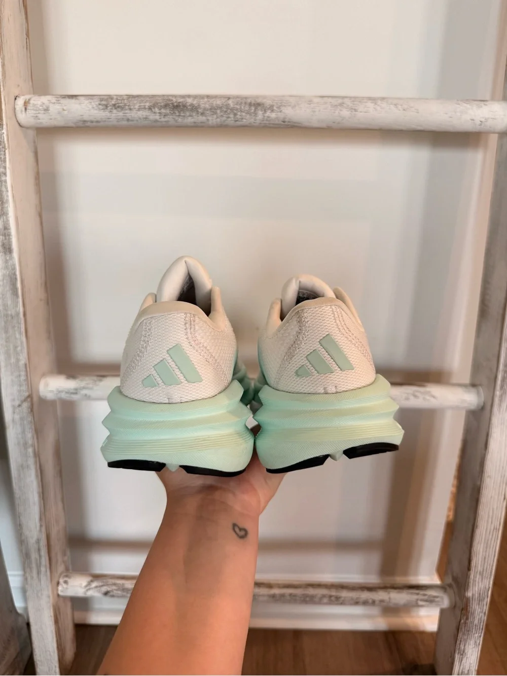 Adidas Galaxy 7 W Running Shoes White Mint Green Women's Size 7.5 No Laces